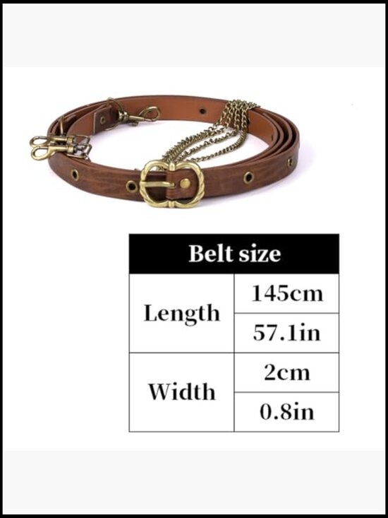 Medieval Vintage Faux Leather Chain Belt Adjustable Thin Retro Skinny Belt